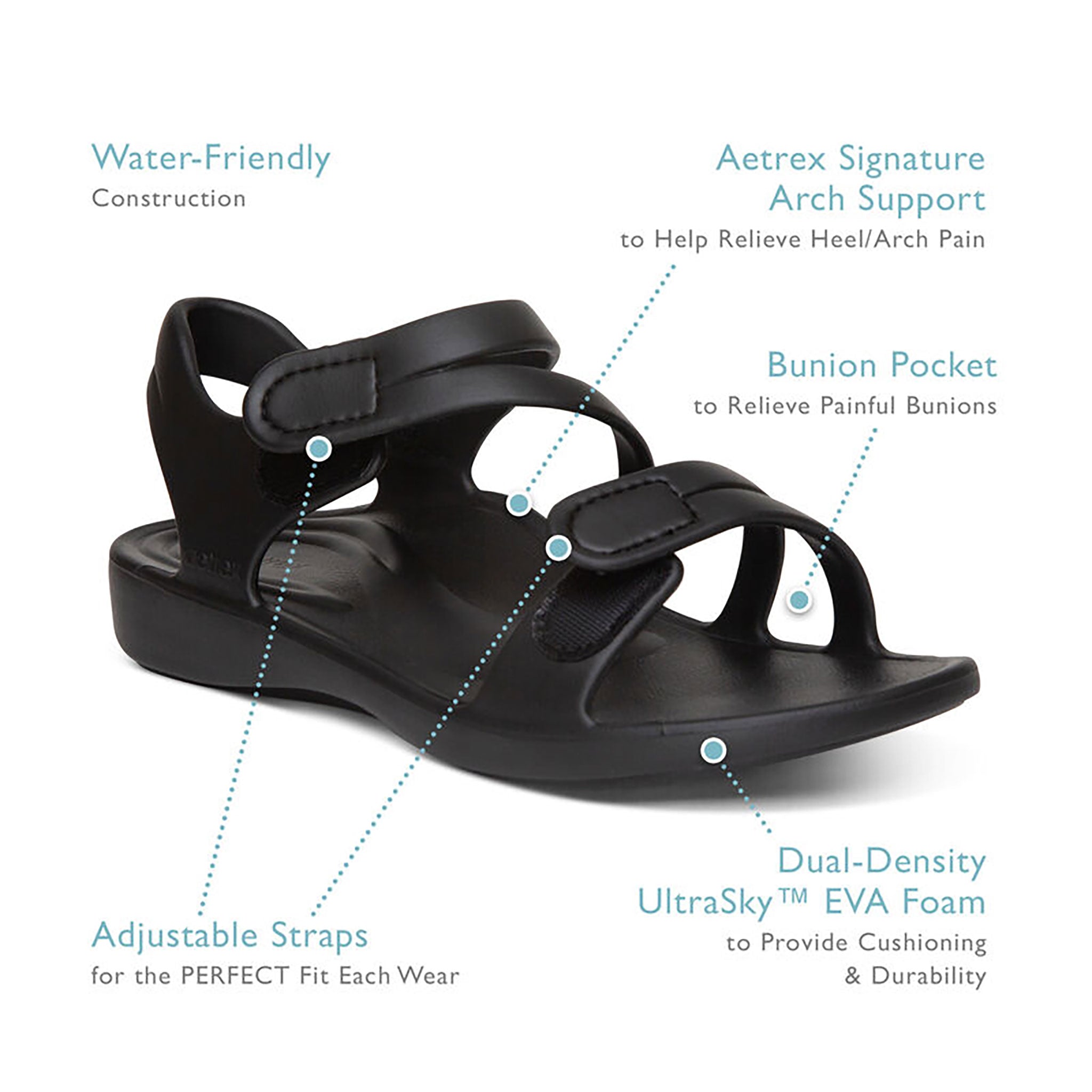 Aetrex | Jillian Sport Water-Friendly Sandal Black