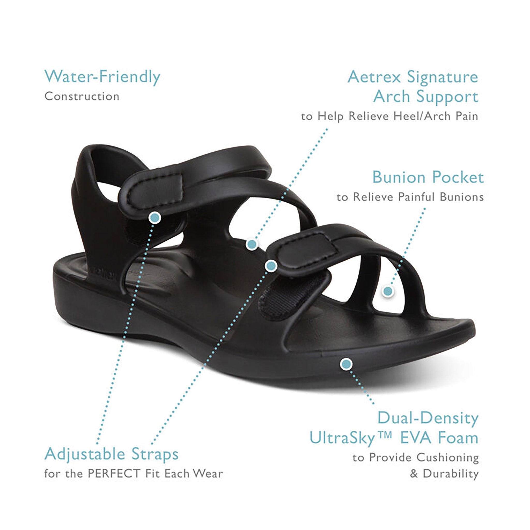 [PRE-ORDER] Aetrex | Jillian Sport Water-Friendly Sandal Black