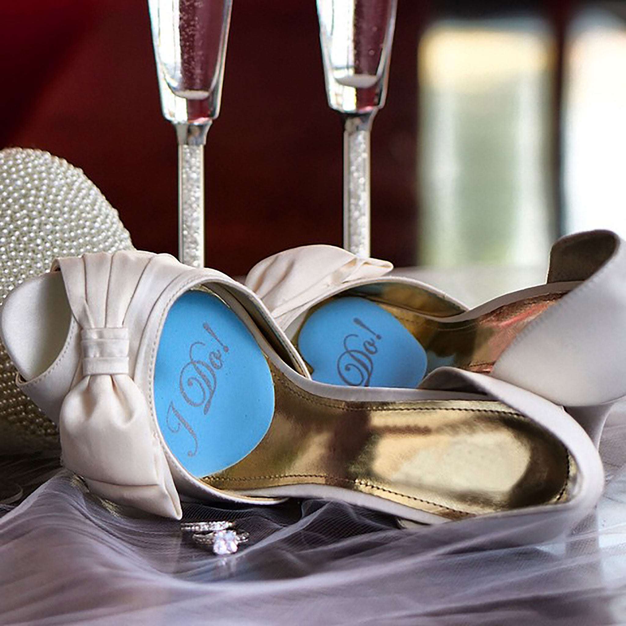 Foot Petals | Tip Toes Blue "I Do" Heart - Ball of Foot Cushions