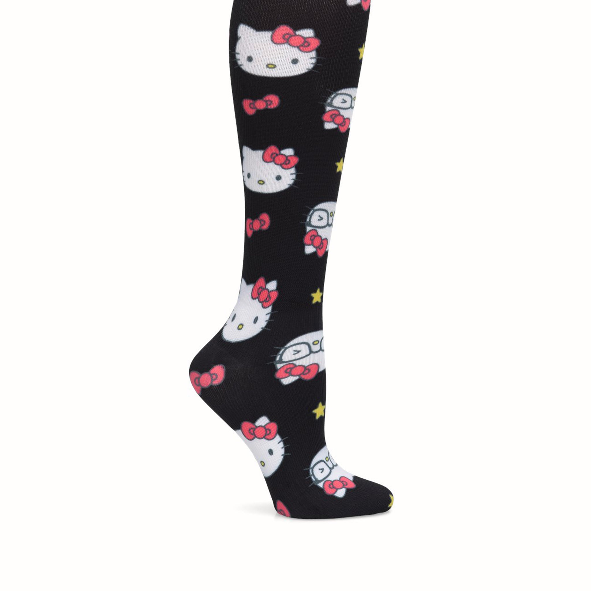 Nurse Mates | 18 mmHg Compression Socks Hello Kitty Black